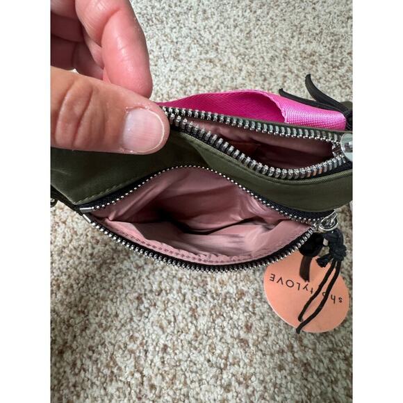 ShortyLOVE Phone Crossbody Bag in Army Green & Pink, NWT - Picture 4 of 10
